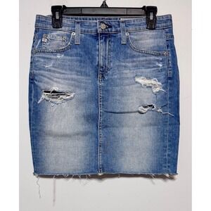 AG Adriano Goldschmied The Erin Distressed Pencil Denim Skirt‎ 27 Y2K Grunge